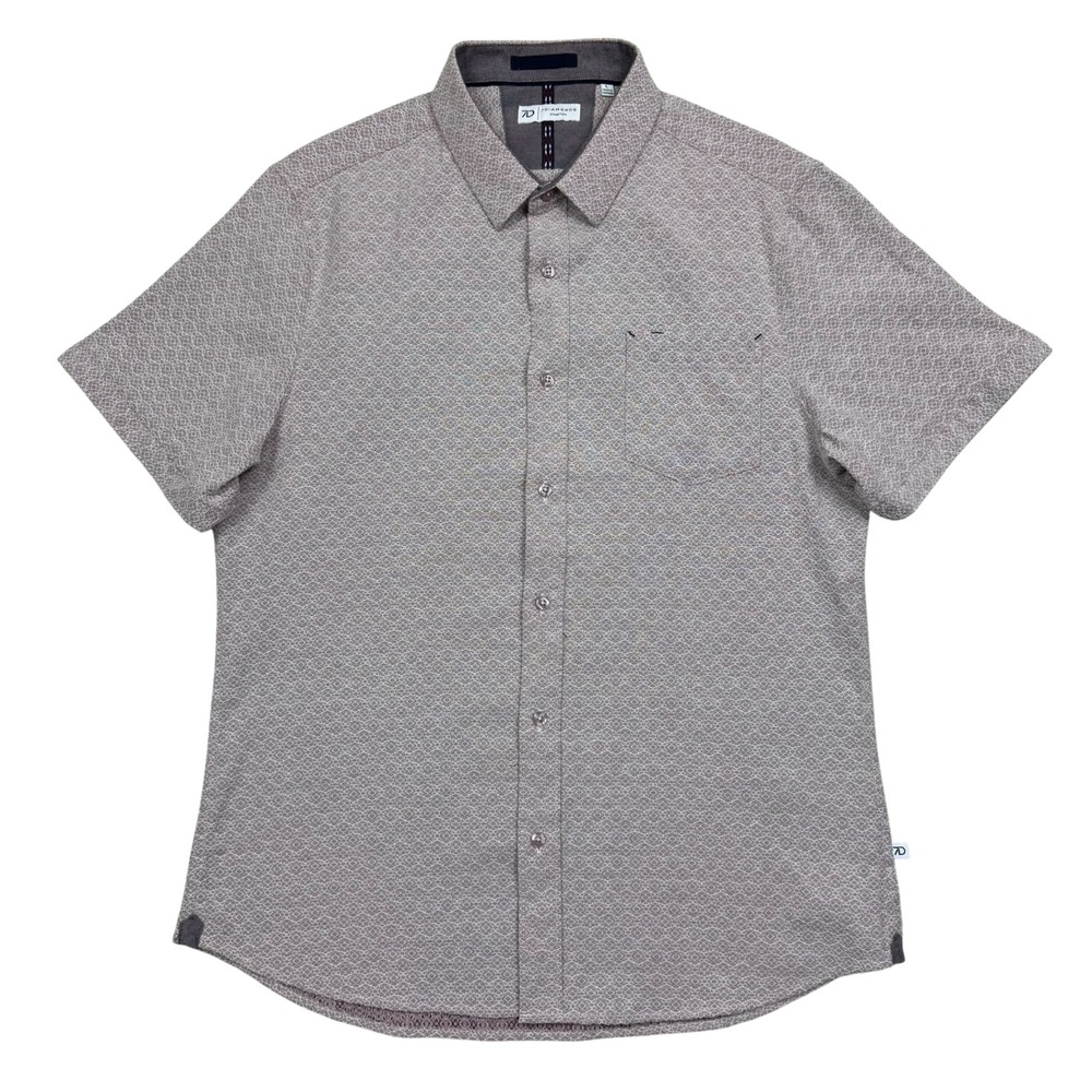 7 Diamonds Men's Zenith Jacquard Stretch Short Sleeve Button Up Shirt Red Size L